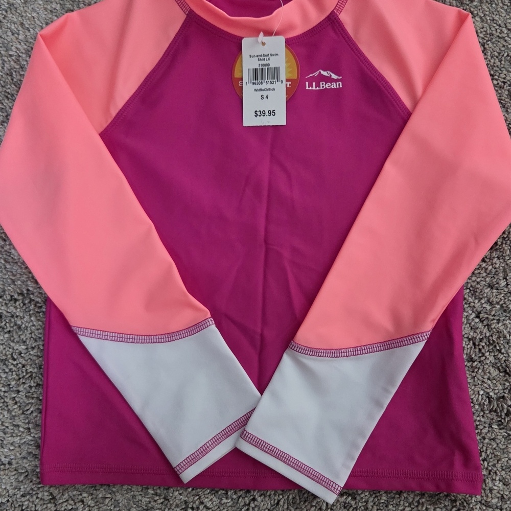 L.L. Bean Pink & Magenta Long-Sleeve Kids Swim Rashguard